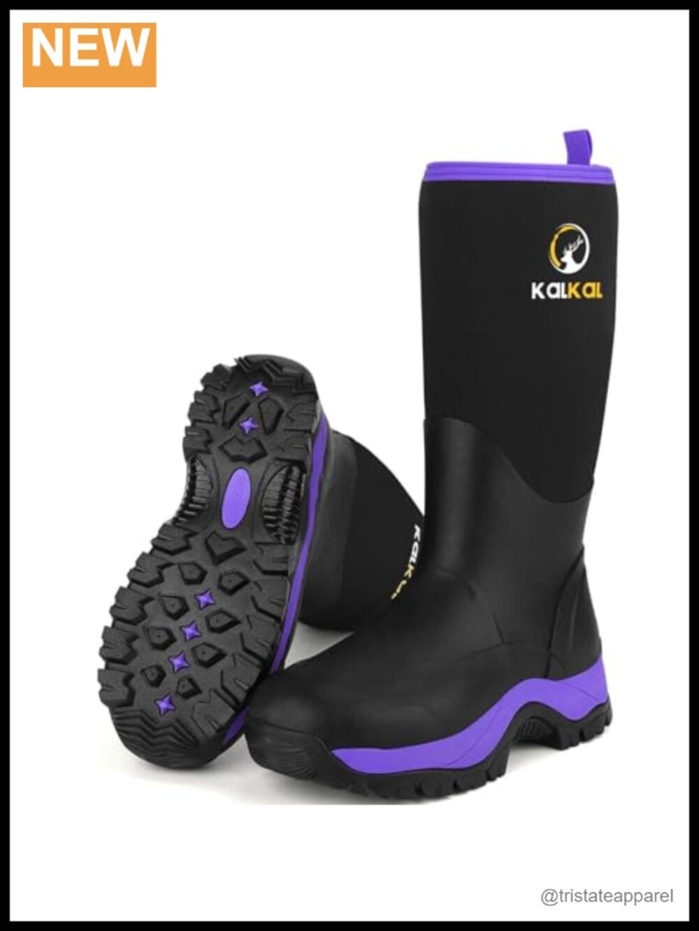 Women's Insulated Waterproof Neoprene Rubber Rain Boots, Non-Slip Mud Boots for